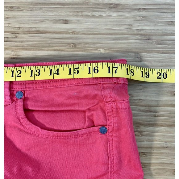 Calvin Klein Jeans Womens Size 14 Skinny Crop Red Orange Stretch Denim Mid Rise - Picture 2 of 6